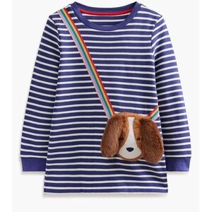 Mini Boden Navy Striped Long Sleeve with Dog Design 9-10 years